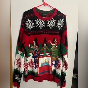 Blizzard Bay Festive Reindeer Crewneck Sweater - Red and Black